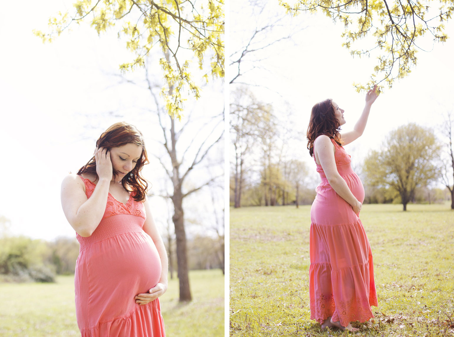 Photo couleur d'une femme enceinte en pleine nature