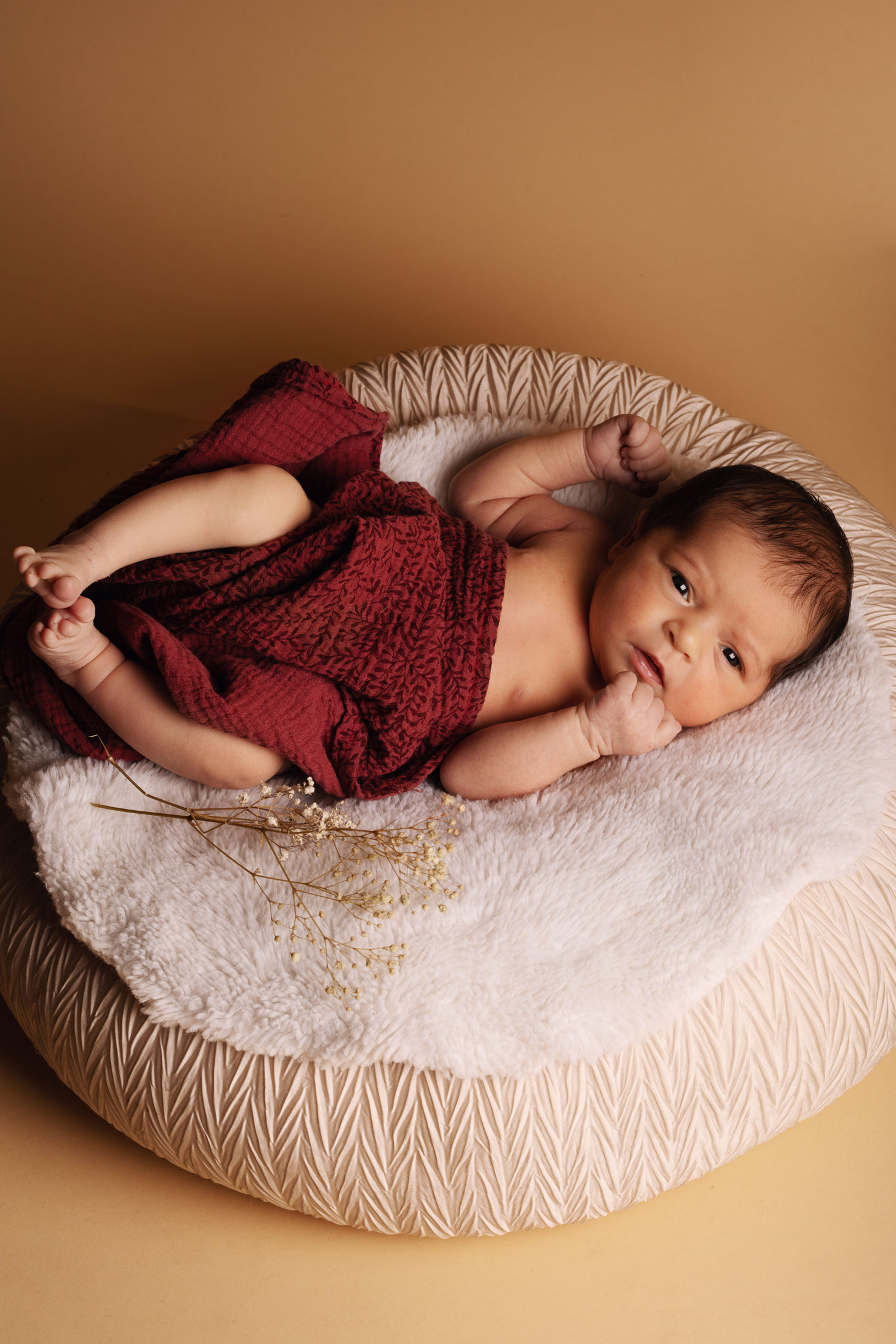 Photo d'un nouveau né sur un coussin